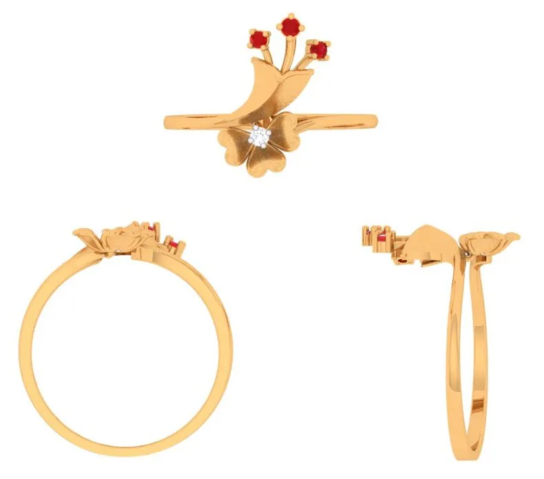 Shiny Gold Diamond Rings For Women