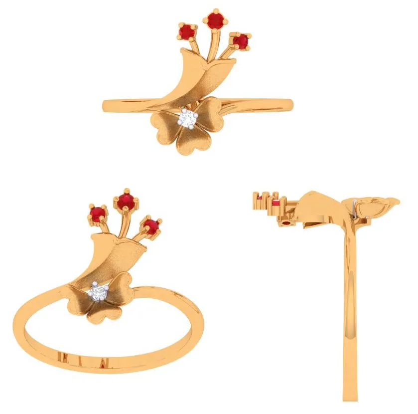 Shiny Gold Diamond Rings For Women