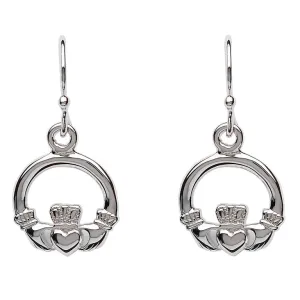 Silver Claddagh Drop Earrings