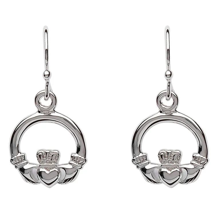 Silver Claddagh Drop Earrings