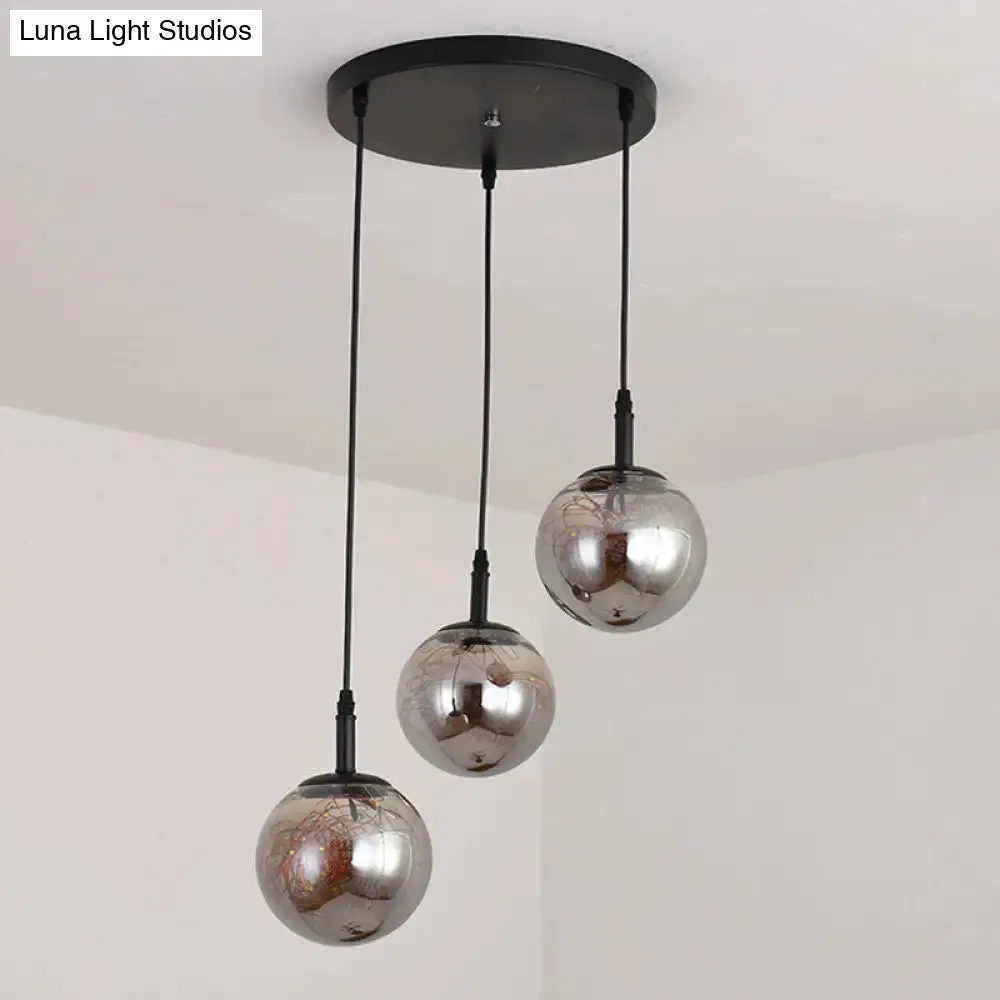 Simplicity Glass Bedroom Pendant Light: Spherical Cluster Design with Starry Hanging Lamp Kit