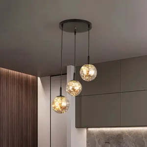 Simplicity Glass Bedroom Pendant Light: Spherical Cluster Design with Starry Hanging Lamp Kit