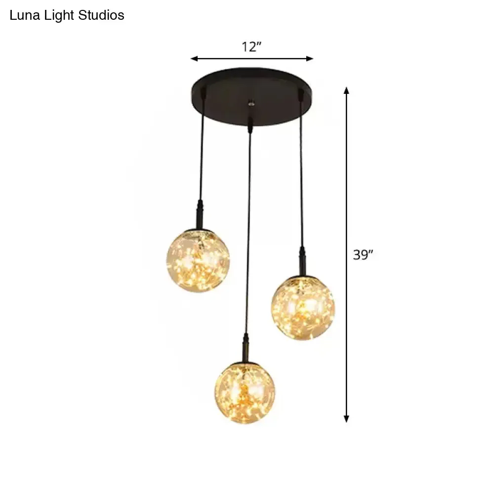 Simplicity Glass Bedroom Pendant Light: Spherical Cluster Design with Starry Hanging Lamp Kit