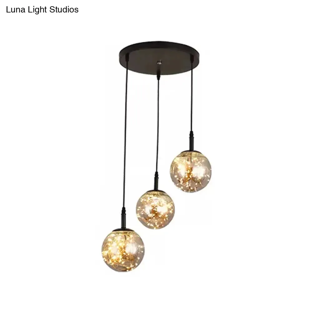 Simplicity Glass Bedroom Pendant Light: Spherical Cluster Design with Starry Hanging Lamp Kit