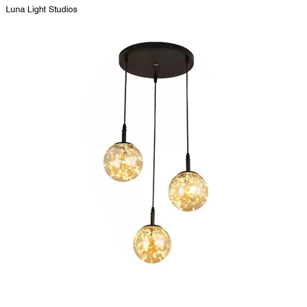 Simplicity Glass Bedroom Pendant Light: Spherical Cluster Design with Starry Hanging Lamp Kit