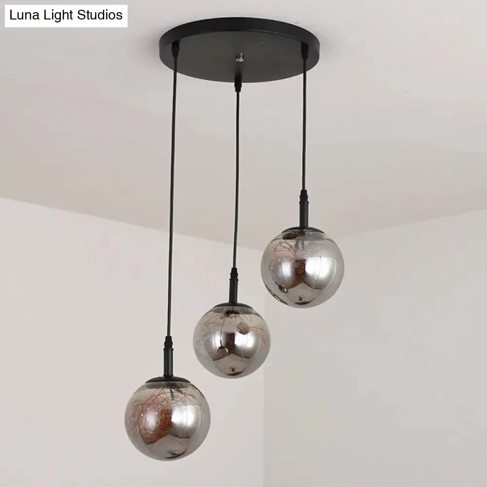 Simplicity Glass Bedroom Pendant Light: Spherical Cluster Design with Starry Hanging Lamp Kit