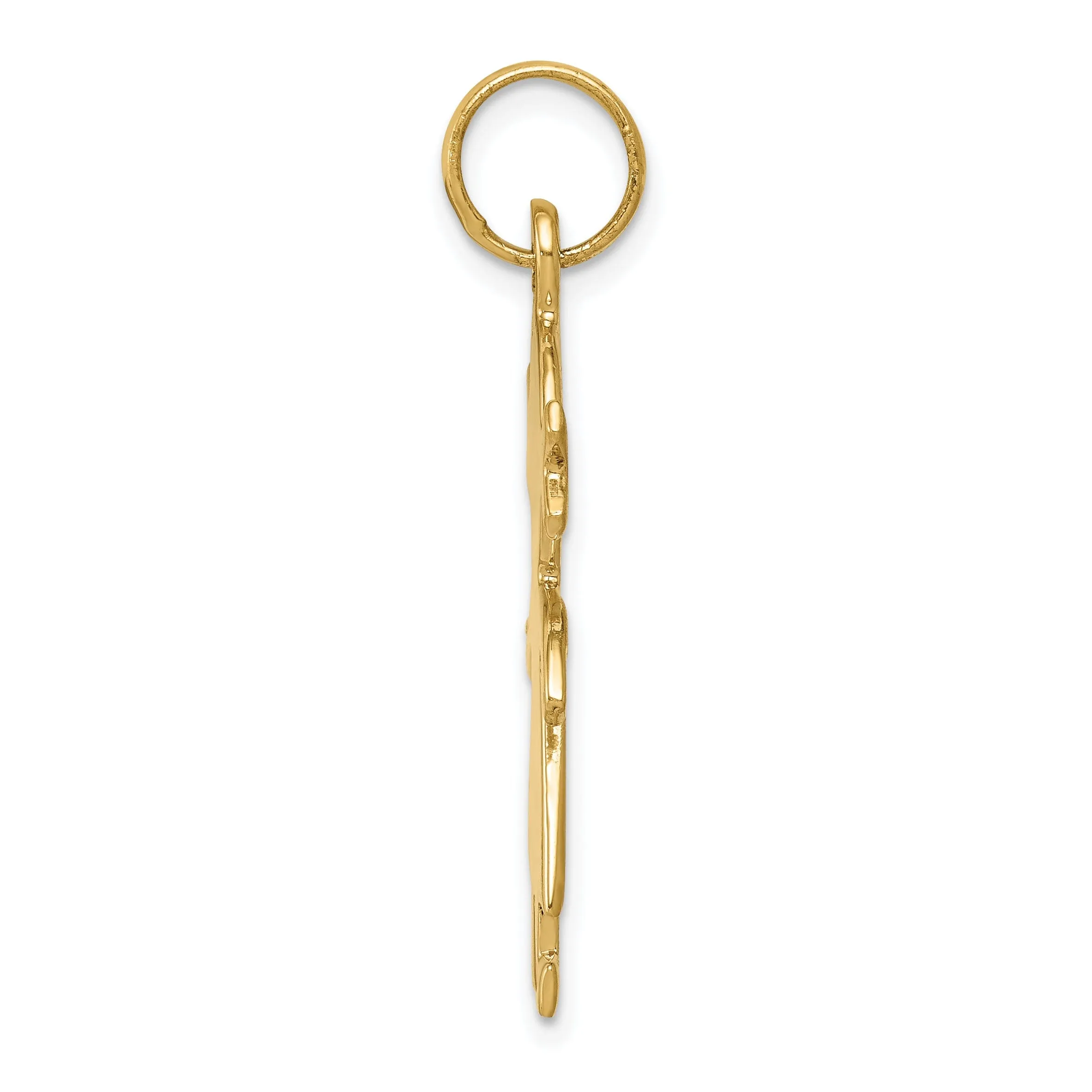 Solid 14k Yellow Gold Engravable Girl Pendant