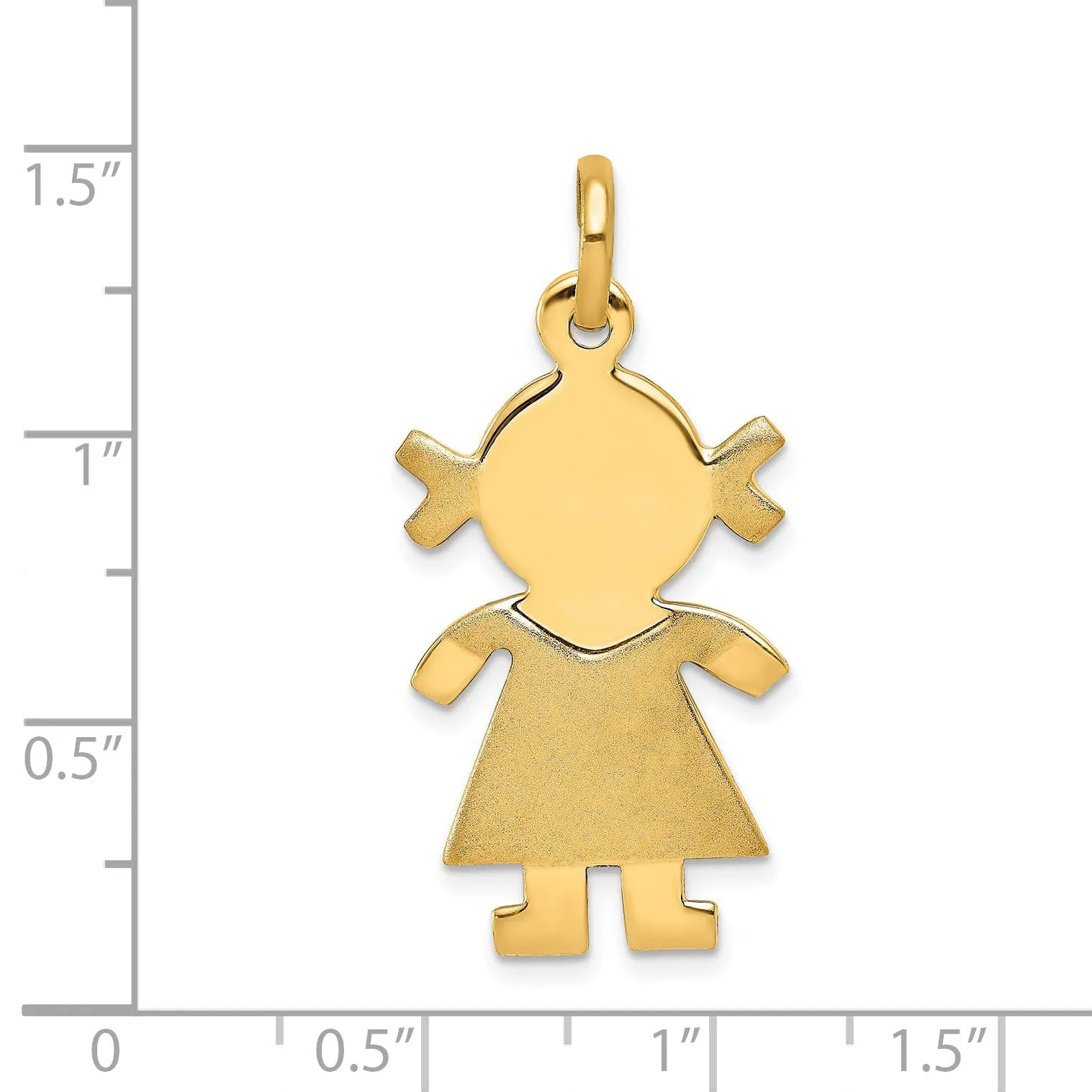 Solid 14k Yellow Gold Engravable Girl Pendant