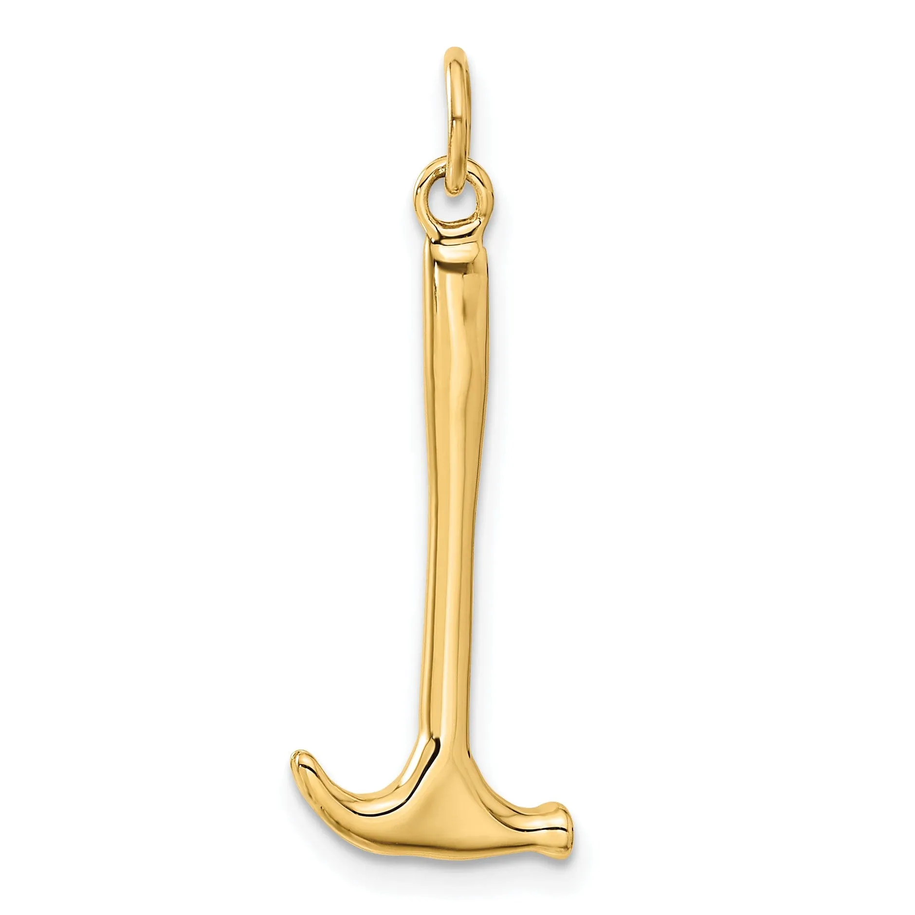 Solid 14k Yellow Gold Polished Hammer Pendant