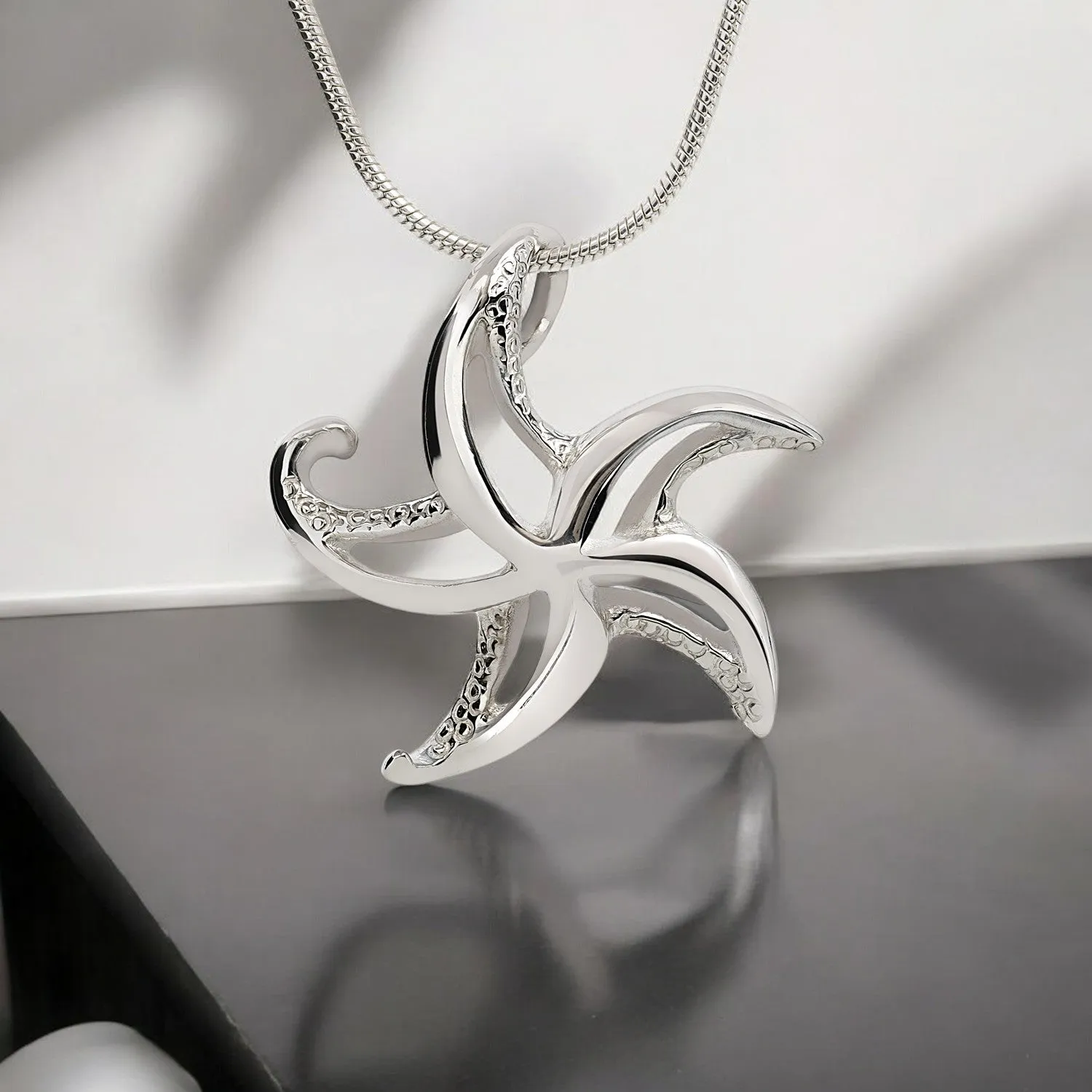 Starfish Necklace Sterling Silver for Women- Seastar Pendant, Sea Star Jewelry Sterling Silver, Beachy Necklace