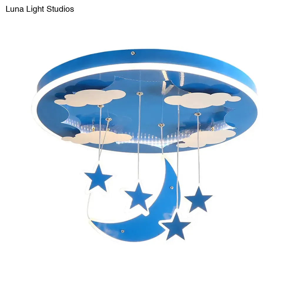 Starry Sky LED Acrylic Pendant Light for Children's Room in Pink/Blue