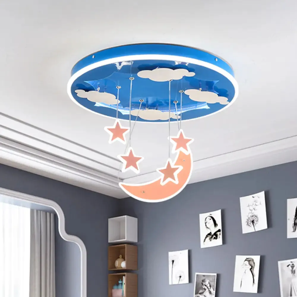 Starry Sky LED Acrylic Pendant Light for Children's Room in Pink/Blue