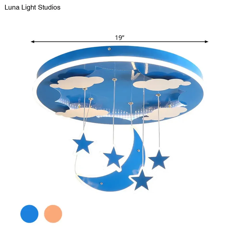 Starry Sky LED Acrylic Pendant Light for Children's Room in Pink/Blue