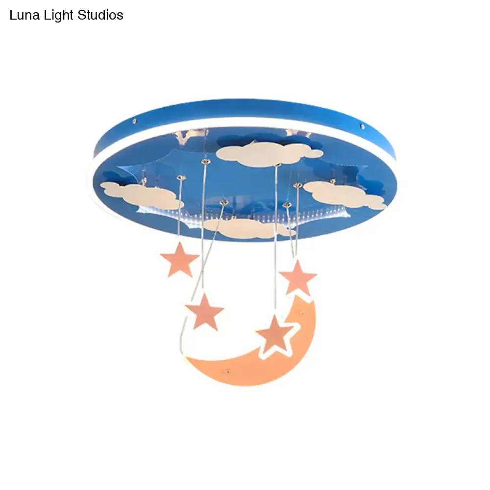 Starry Sky LED Acrylic Pendant Light for Children's Room in Pink/Blue