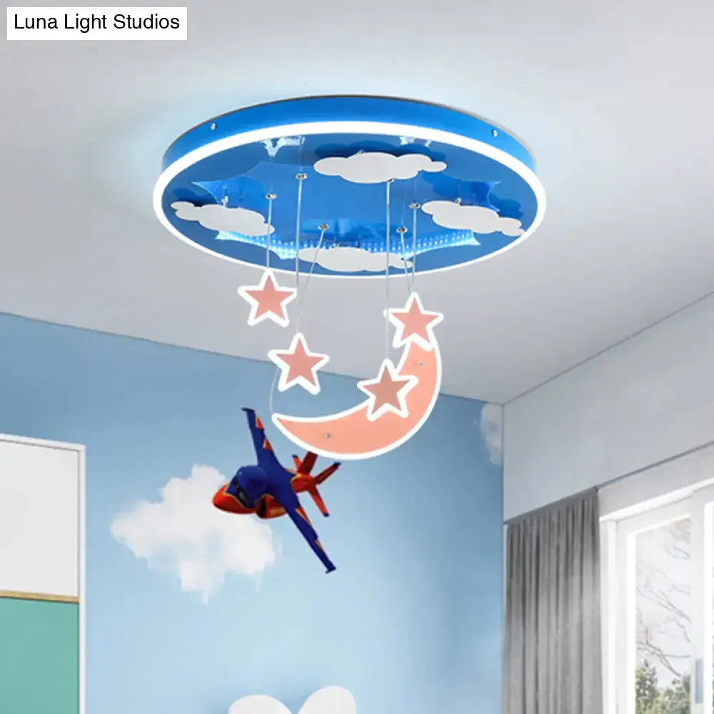 Starry Sky LED Acrylic Pendant Light for Children's Room in Pink/Blue