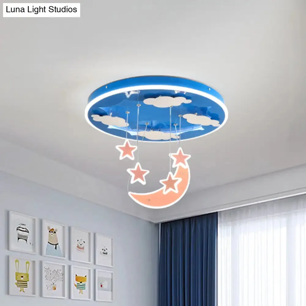 Starry Sky LED Acrylic Pendant Light for Children's Room in Pink/Blue