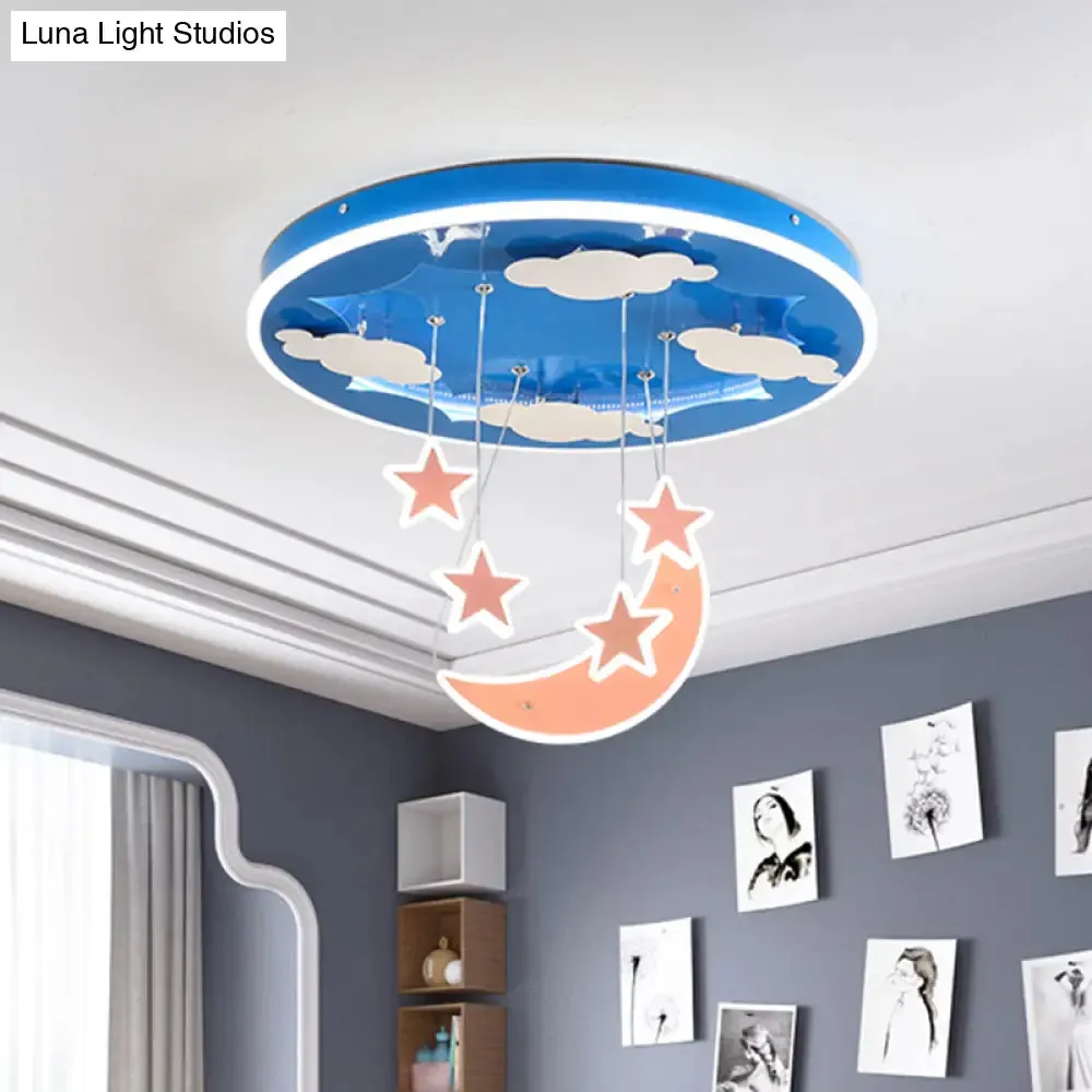 Starry Sky LED Acrylic Pendant Light for Children's Room in Pink/Blue