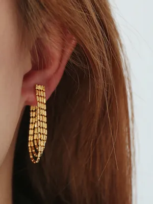 Stylish Selection Tasseled Brass Drop Earrings