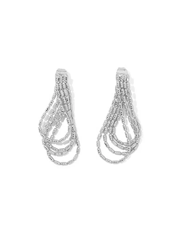 Stylish Selection Tasseled Brass Drop Earrings