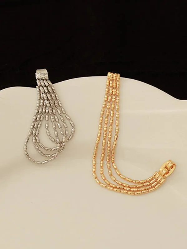 Stylish Selection Tasseled Brass Drop Earrings