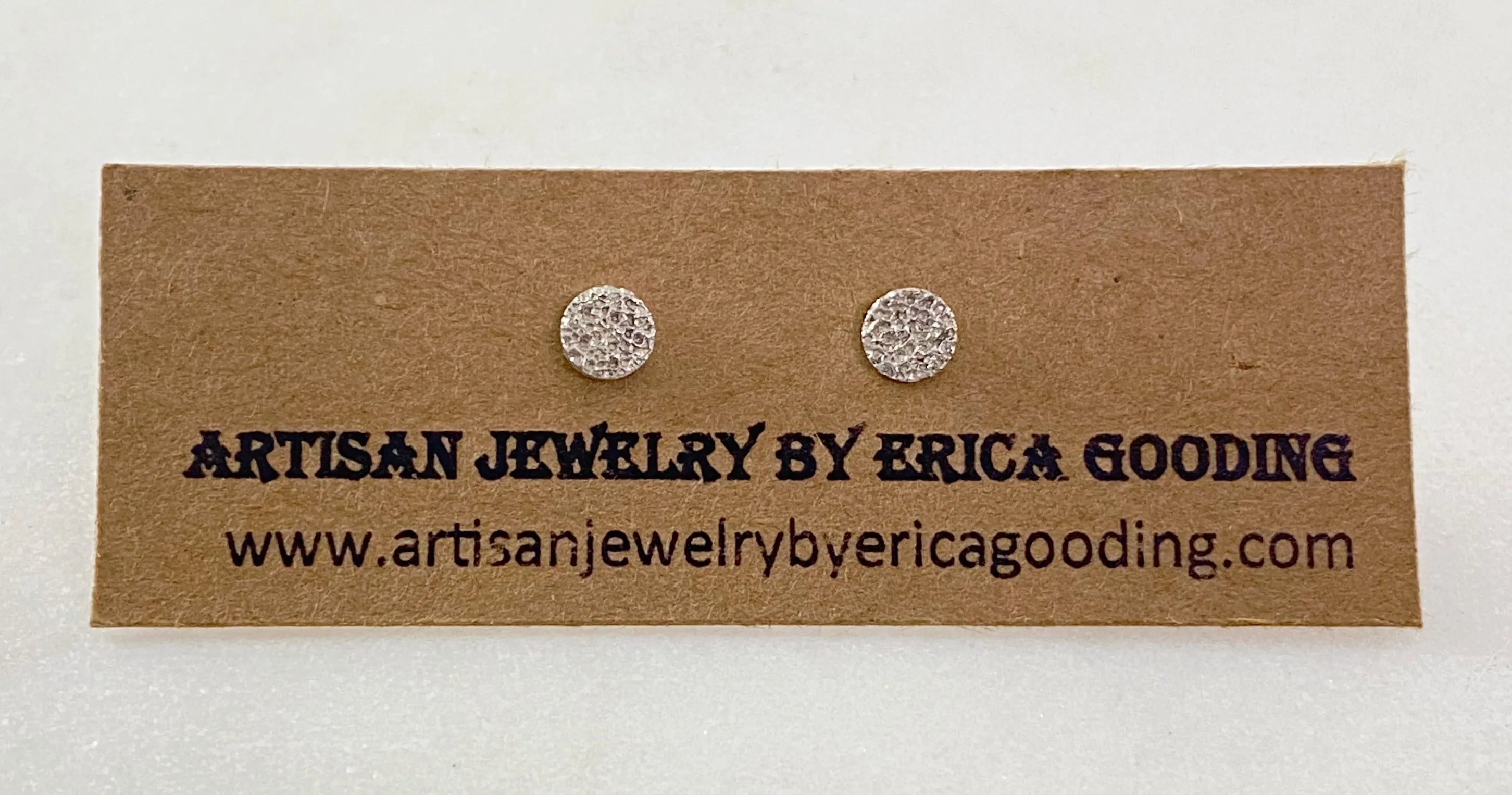 Tiny sterling silver hammered stud earring