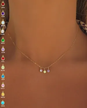 Triple Birthstone Necklace  - 14k Yellow Gold Fill