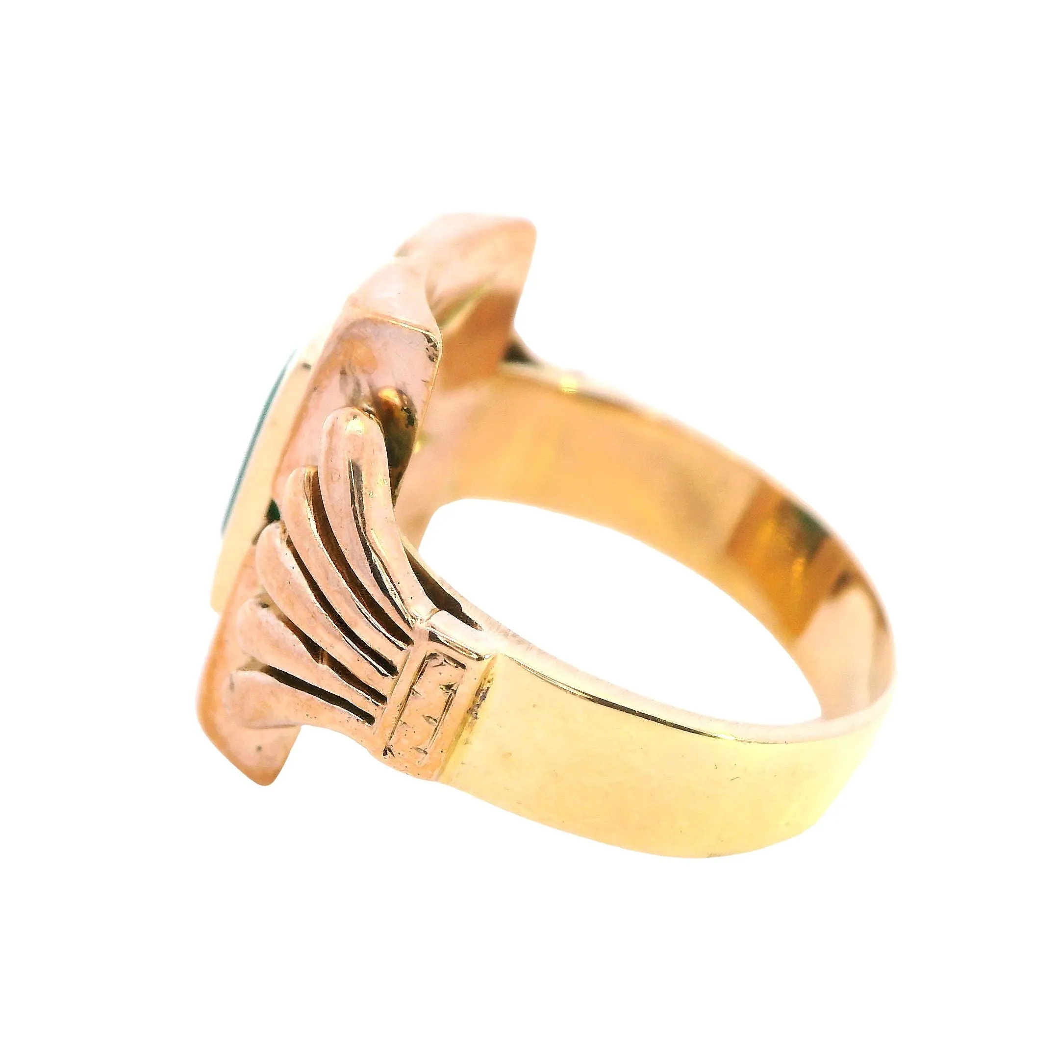 Unique 14ct Yellow Gold Ring with Hexagonal Glass Plate