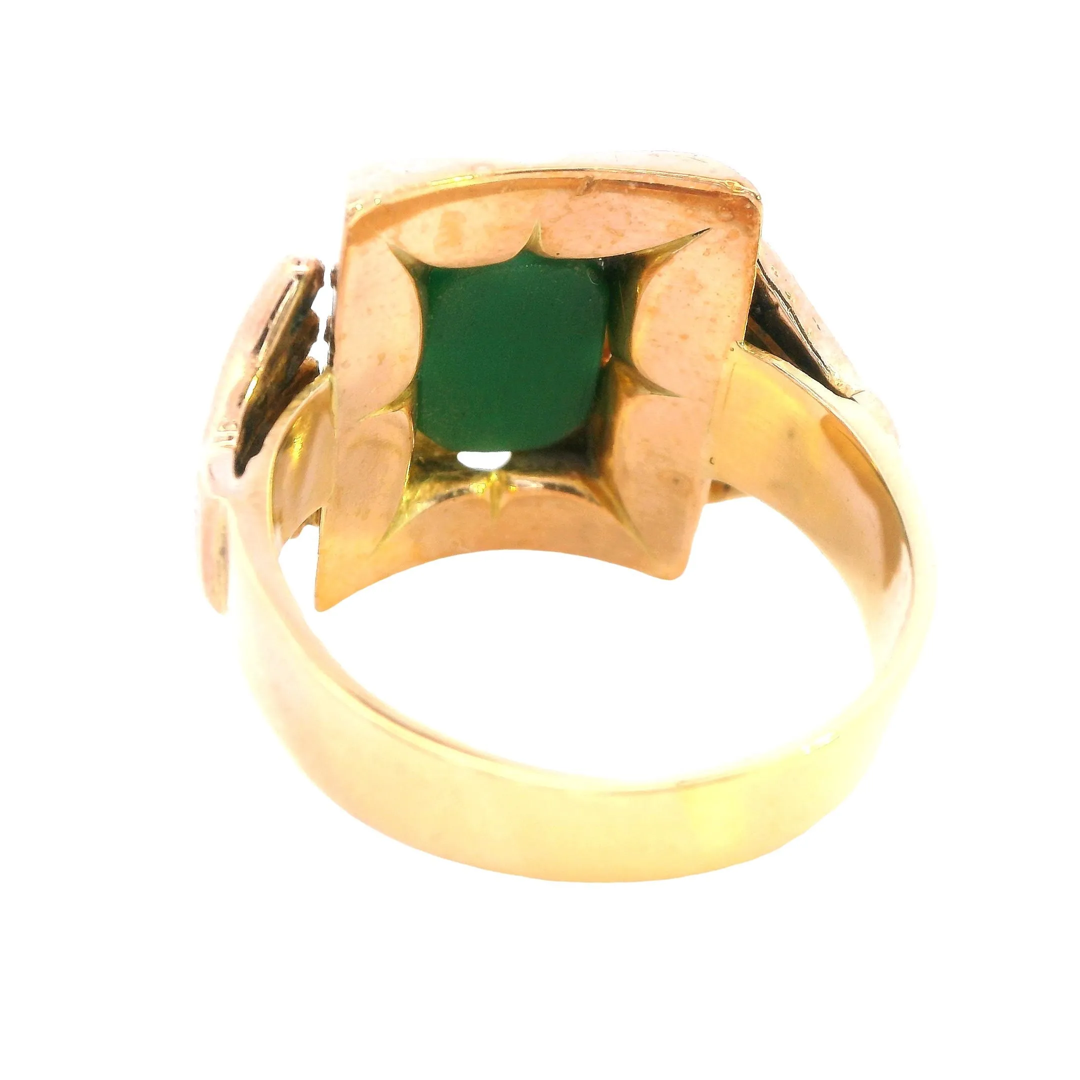 Unique 14ct Yellow Gold Ring with Hexagonal Glass Plate
