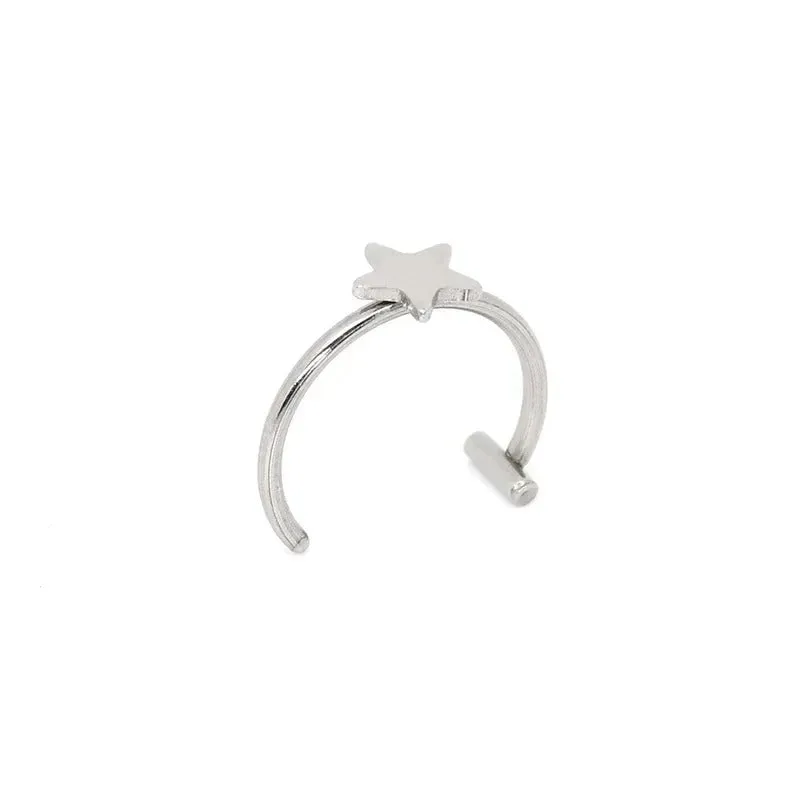 Unisex Punk Style Stainless Steel Non-Pierced C-Clip Lip Rings