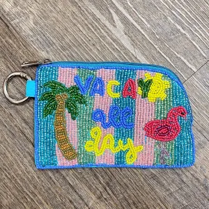 Vacay All Day Beaded Keychain Pouch