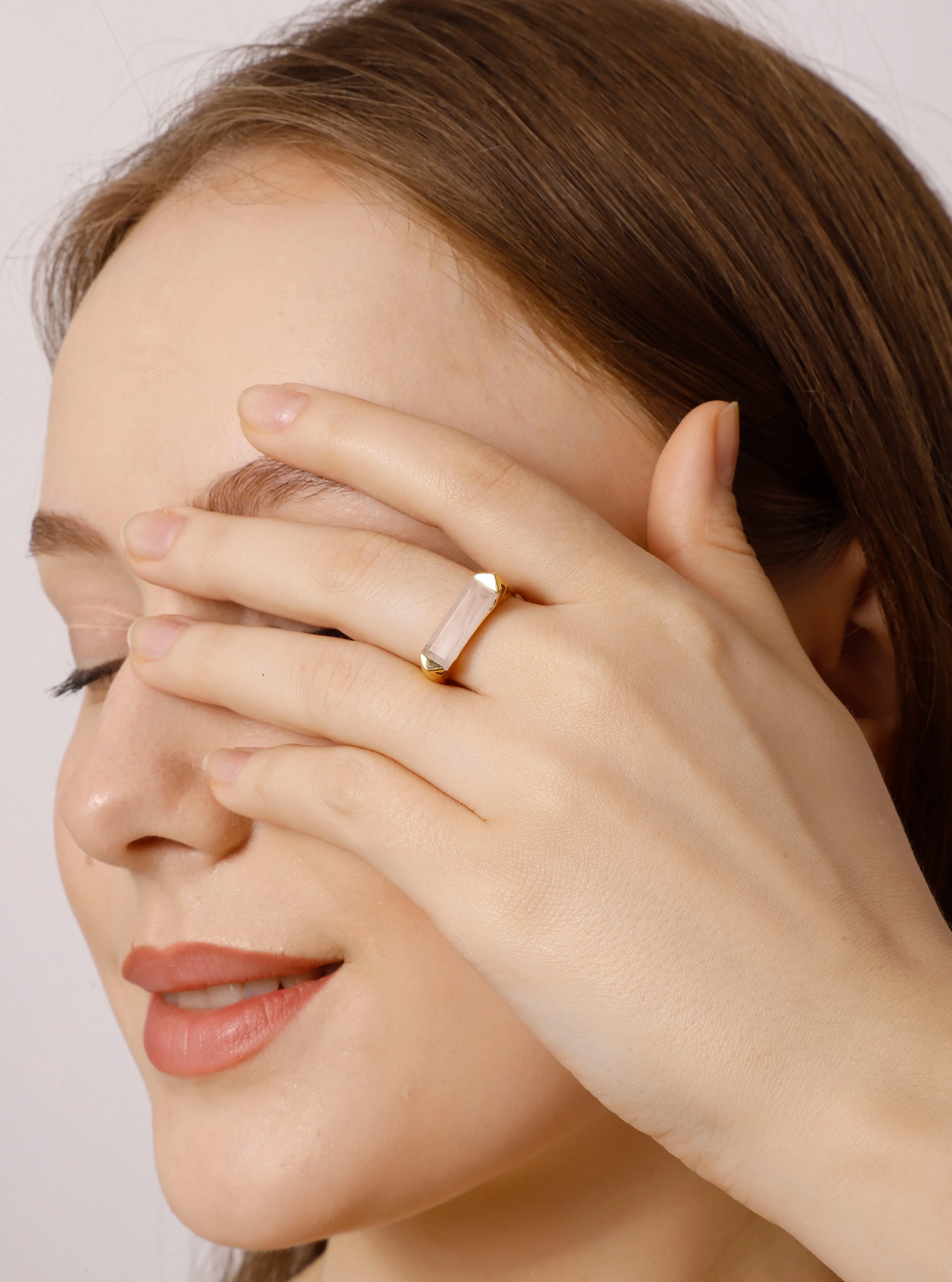 Vama | Juno Ring | Metal-Sterling Silver | Stone-Rose Quartz | Finish-Shiny