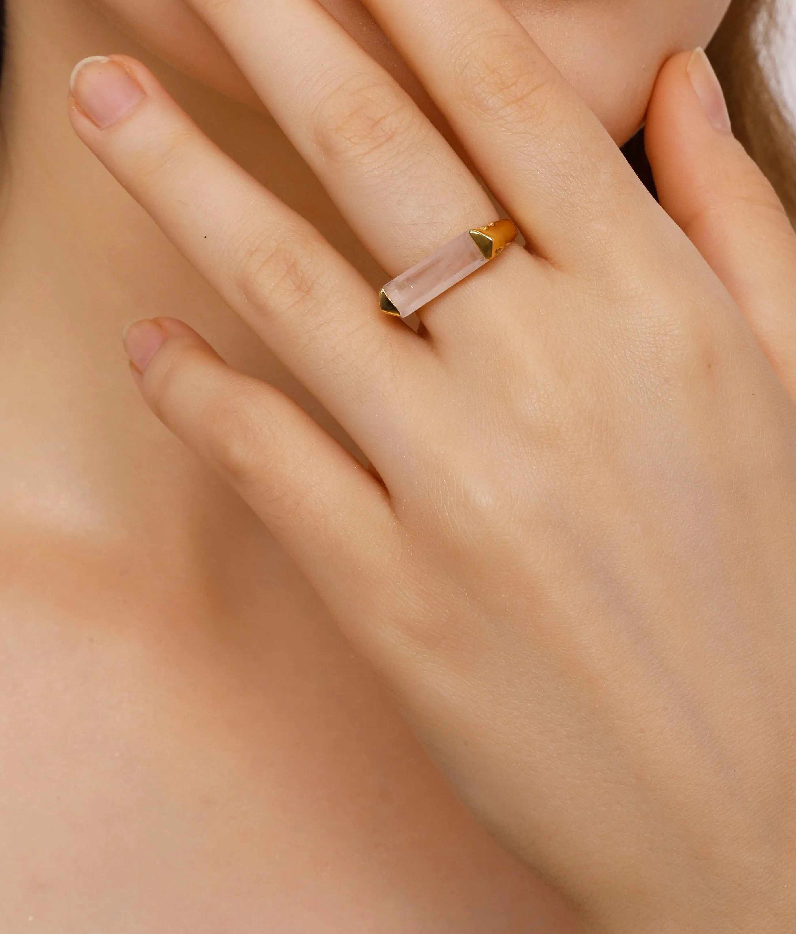 Vama | Juno Ring | Metal-Sterling Silver | Stone-Rose Quartz | Finish-Shiny