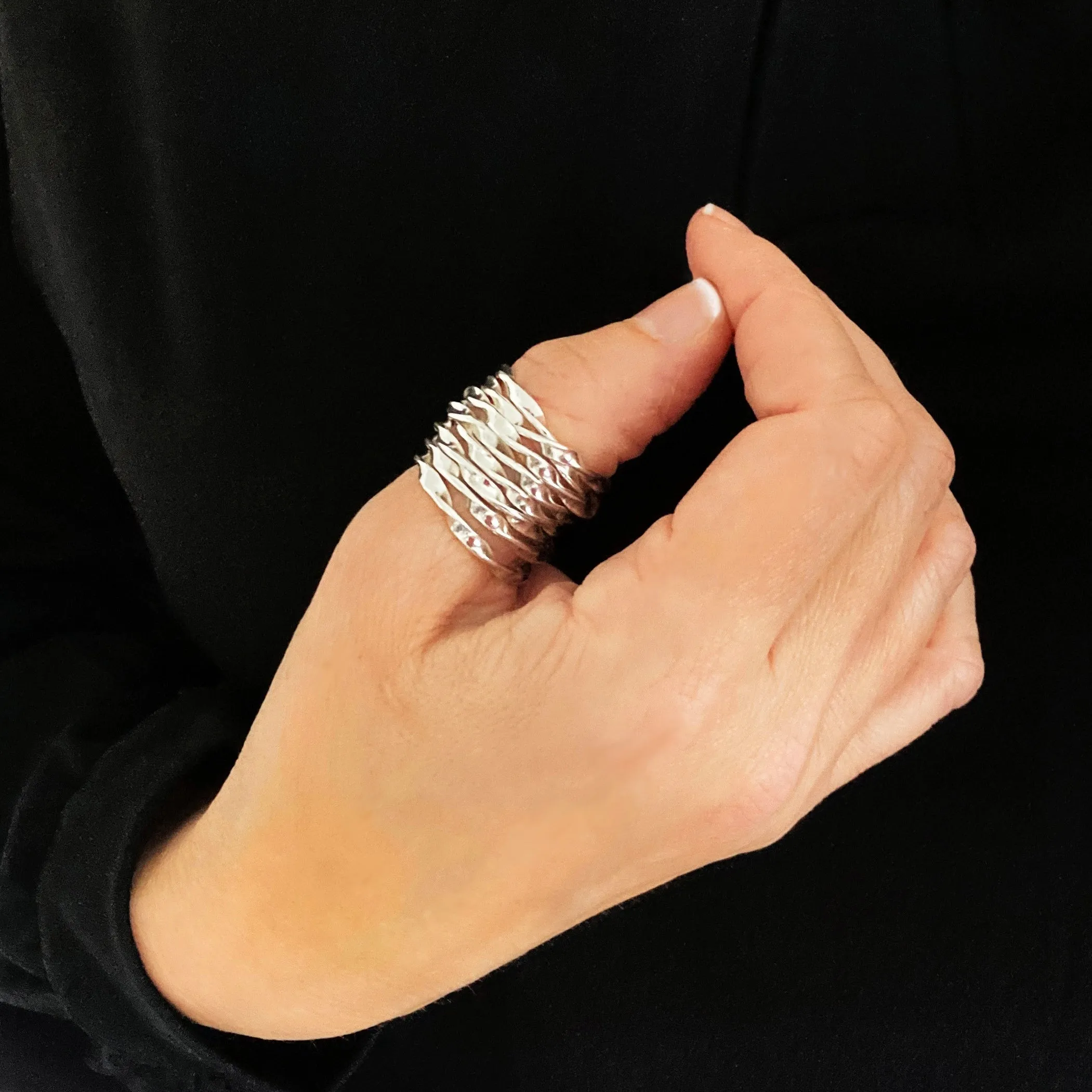 Wide Sterling Silver Twisted Stack Ring