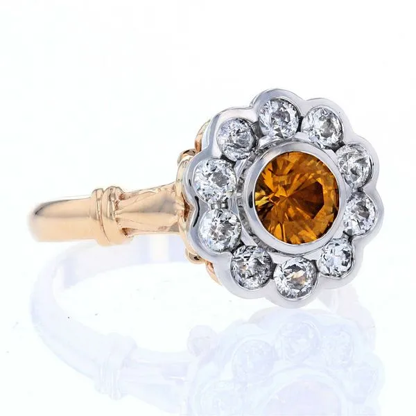 Yellow Sapphire Halo Ring